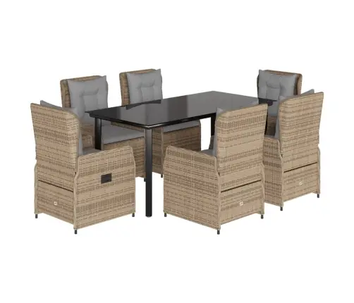 7-Osaline Aiamööbli Komplekt Patjadega, Beež, Polürotang