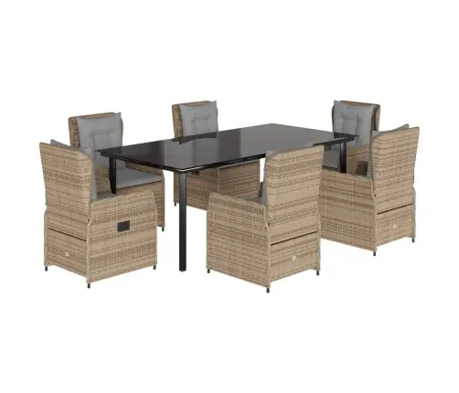 7-Osaline Aiamööbli Komplekt Patjadega, Beež, Polürotang