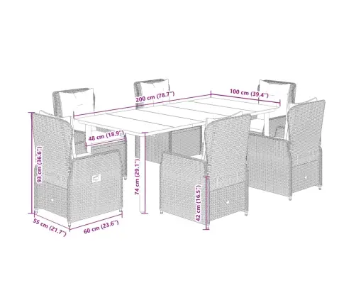 7-Osaline Aiamööbli Komplekt Patjadega, Beež, Polürotang