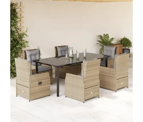 7-Osaline Aiamööbli Komplekt Patjadega, Beež, Polürotang