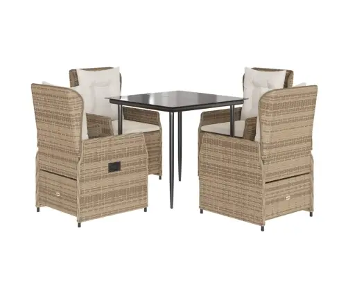 5-Daļīgs Dārza Mēbeļu Komplekts, Matrači, Bēša Pe Rotangpalma Vidaxl