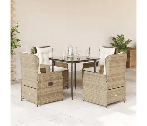 5-Daļīgs Dārza Mēbeļu Komplekts, Matrači, Bēša Pe Rotangpalma Vidaxl