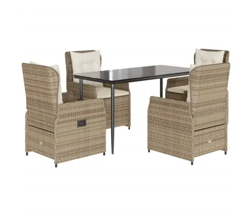 5-Daļīgs Dārza Mēbeļu Komplekts, Matrači, Bēša Pe Rotangpalma Vidaxl