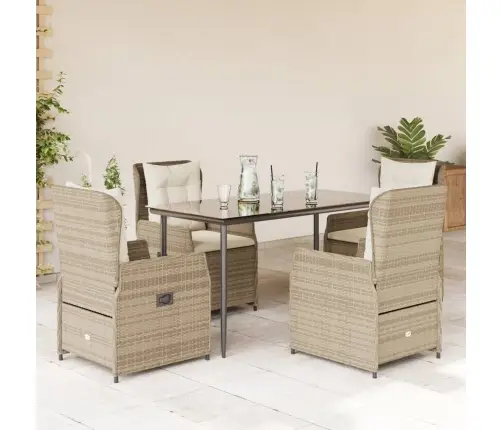 5-Daļīgs Dārza Mēbeļu Komplekts, Matrači, Bēša Pe Rotangpalma Vidaxl