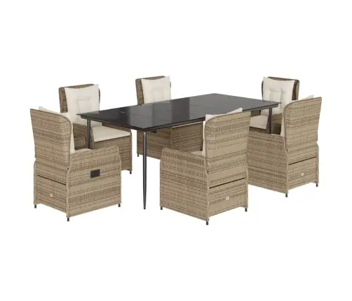 7-Osaline Aiamööbli Komplekt Patjadega, Beež, Polürotang