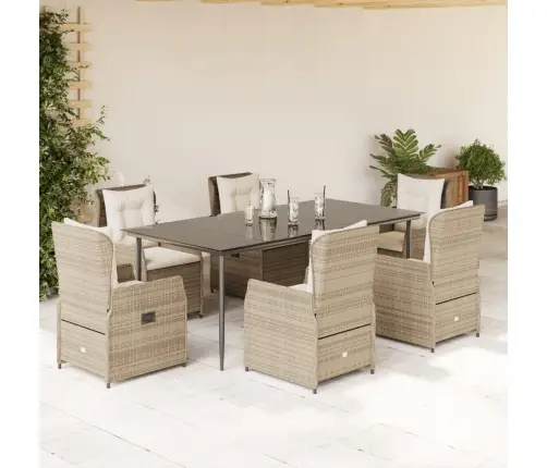 7-Osaline Aiamööbli Komplekt Patjadega, Beež, Polürotang