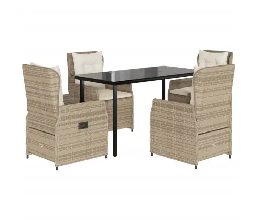 5-Daļīgs Dārza Mēbeļu Komplekts, Matrači, Bēša Pe Rotangpalma Vidaxl