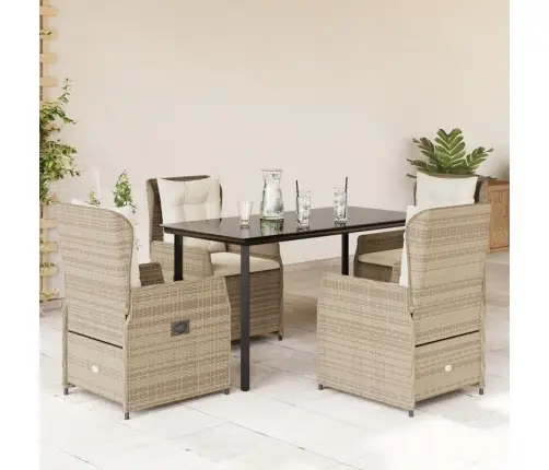 5-Daļīgs Dārza Mēbeļu Komplekts, Matrači, Bēša Pe Rotangpalma Vidaxl