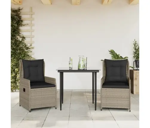 Sodo Komplektas Su Pagalvėlėmis, 3 Dalių, Pilkas, Poliratanas