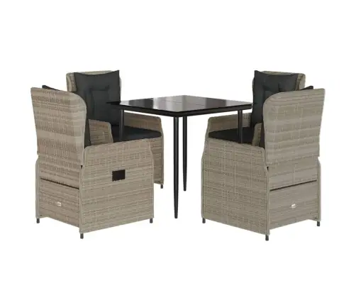 Sodo Komplektas Su Pagalvėlėmis, 5 Dalių, Pilkas, Poliratanas