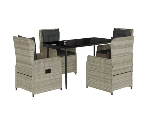 5-Daļīgs Dārza Mēbeļu Komplekts, Matrači,Gaiši Pelēka Pe Pinums Vidaxl