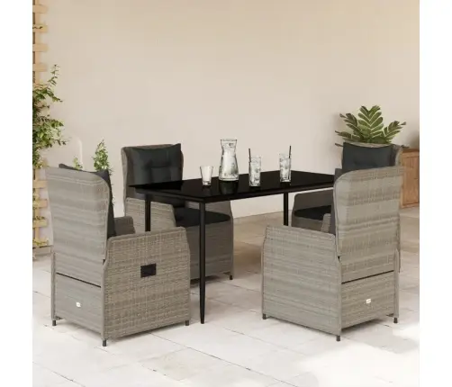 5-Daļīgs Dārza Mēbeļu Komplekts, Matrači,Gaiši Pelēka Pe Pinums Vidaxl