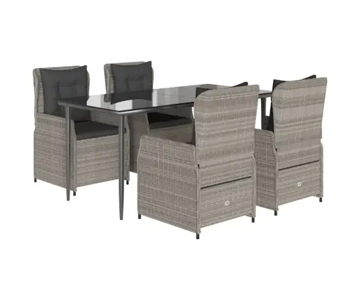 5-Daļīgs Dārza Mēbeļu Komplekts, Matrači,Gaiši Pelēka Pe Pinums Vidaxl