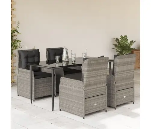 5-Daļīgs Dārza Mēbeļu Komplekts, Matrači,Gaiši Pelēka Pe Pinums Vidaxl