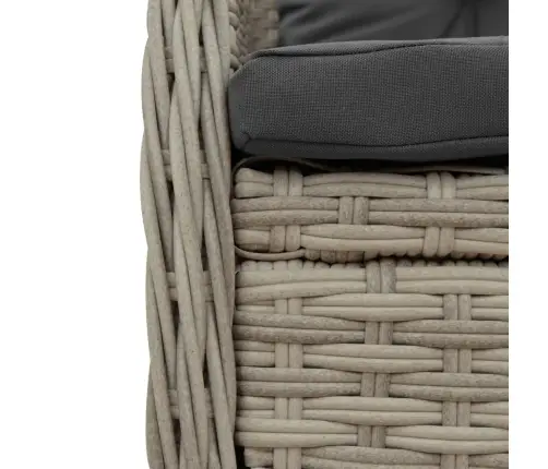 9-Osaline Aiamööbli Komplekt Patjadega, Helehall, Polürotang