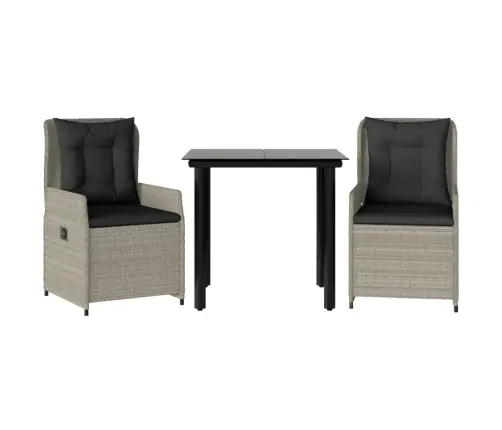 3-Daļīgs Dārza Mēbeļu Komplekts, Matrači,Gaiši Pelēka Pe Pinums Vidaxl