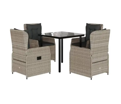 5-Osaline Aiamööbli Komplekt Patjadega, Helehall, Polürotang