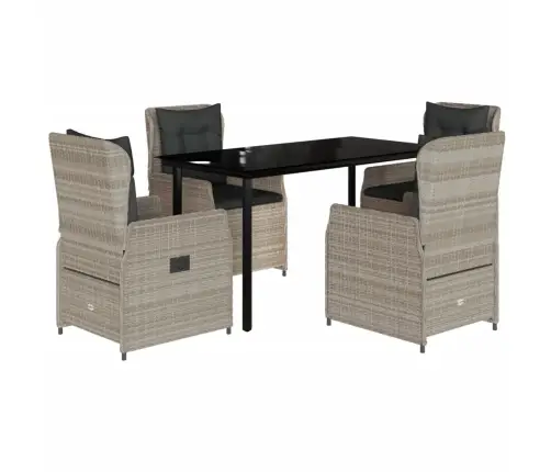 5-Daļīgs Dārza Mēbeļu Komplekts, Matrači,Gaiši Pelēka Pe Pinums Vidaxl