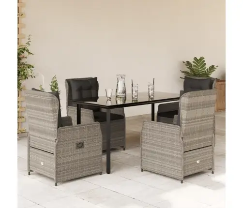 5-Daļīgs Dārza Mēbeļu Komplekts, Matrači,Gaiši Pelēka Pe Pinums Vidaxl