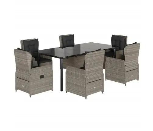 Sodo Komplektas Su Pagalvėlėmis, 7 Dalių, Pilkas, Poliratanas