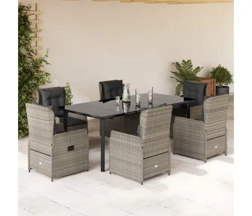 Sodo Komplektas Su Pagalvėlėmis, 7 Dalių, Pilkas, Poliratanas