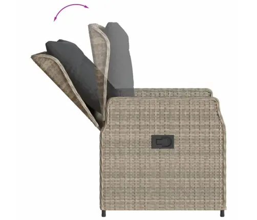 9-Osaline Aiamööbli Komplekt Patjadega, Helehall, Polürotang