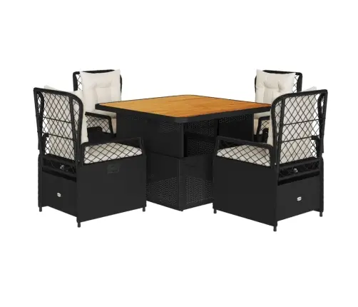 Sodo Komplektas Su Pagalvėlėmis, 5 Dalių, Juodas, Poliratanas