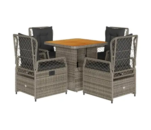 5-Osaline Aiamööbli Komplekt Patjadega, Hall, Polürotang