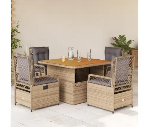 5-Osaline Aiamööbli Komplekt Patjadega, Beež, Polürotang