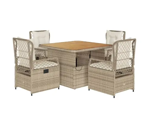 5-Osaline Aiamööbli Komplekt Patjadega, Beež, Polürotang