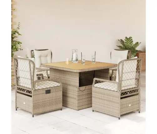 5-Osaline Aiamööbli Komplekt Patjadega, Beež, Polürotang