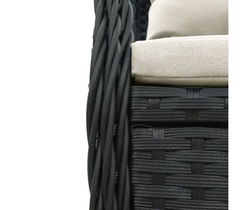 7-Osaline Aiamööblikomplekt Patjadega, Must, Polürotang