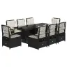 9-Daļīgs Dārza Mēbeļu Komplekts, Matrači, Melns, Pe Rotangpalma Vidaxl