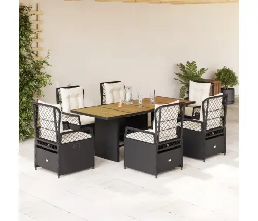 7-Daļīgs Dārza Mēbeļu Komplekts Ar Matračiem, Pe Rotangpalma Vidaxl