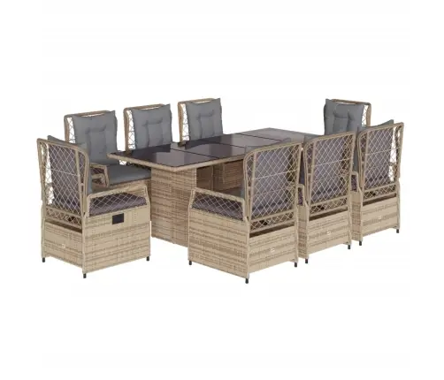 9-Daļīgs Virtuves Mēbeļu Komplekts Ar Matračiem, Pe Rotangpalma Vidaxl