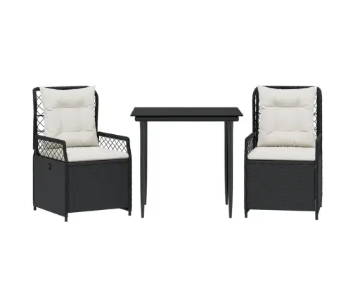 Sodo Komplektas Su Pagalvėlėmis, 3 Dalių, Juodas, Poliratanas