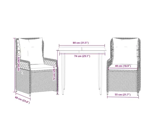 Sodo Komplektas Su Pagalvėlėmis, 3 Dalių, Juodas, Poliratanas