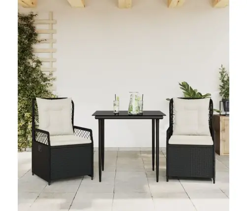 Sodo Komplektas Su Pagalvėlėmis, 3 Dalių, Juodas, Poliratanas