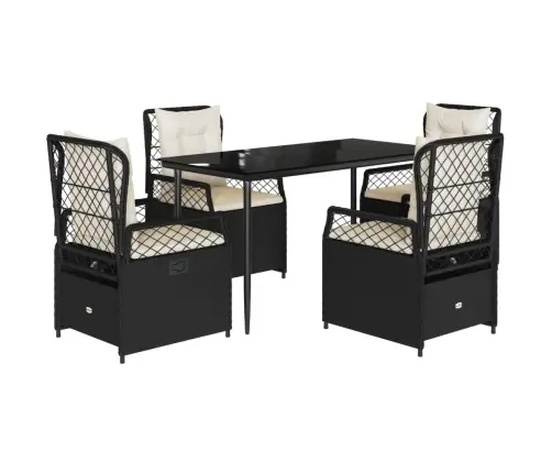 5-Osaline Aiamööbli Komplekt Patjadega, Must, Polürotang