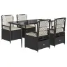 5-Daļīgs Dārza Mēbeļu Komplekts, Matrači, Melna Pe  Rotangpalma Vidaxl