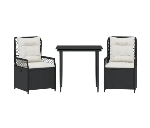 3-Osaline Aiamööbli Komplekt Patjadega, Must, Polürotang