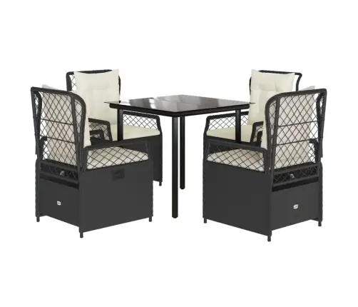 Sodo Komplektas Su Pagalvėlėmis, 5 Dalių, Juodas, Poliratanas