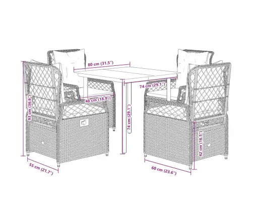 Sodo Komplektas Su Pagalvėlėmis, 5 Dalių, Juodas, Poliratanas