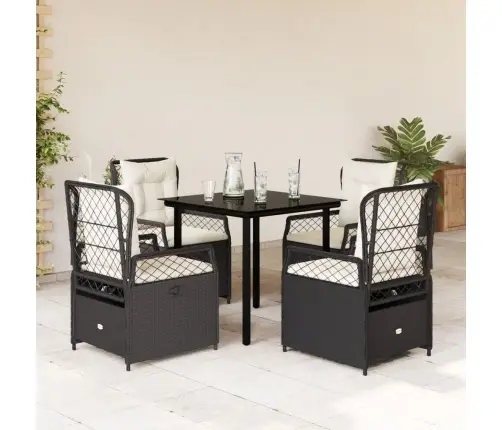 Sodo Komplektas Su Pagalvėlėmis, 5 Dalių, Juodas, Poliratanas