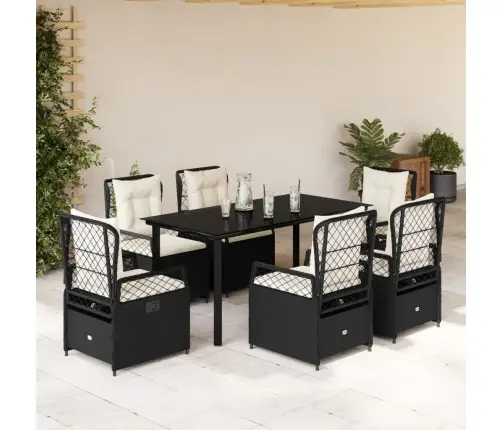 Sodo Komplektas Su Pagalvėlėmis, 7 Dalių, Juodas, Poliratanas