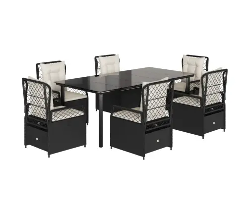 Sodo Komplektas Su Pagalvėlėmis, 7 Dalių, Juodas, Poliratanas