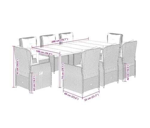 Sodo Komplektas Su Pagalvėlėmis, 9 Dalių, Juodas, Poliratanas