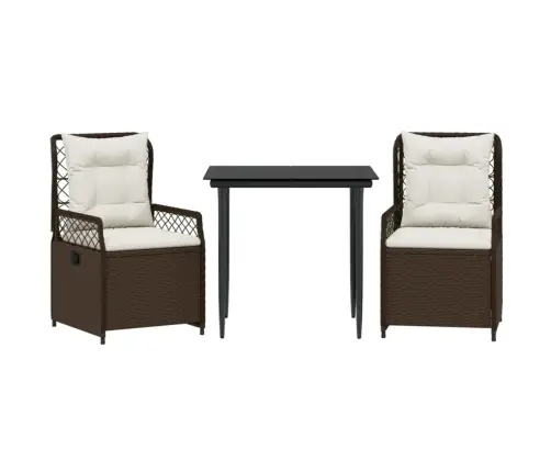 3-Osaline Aia Söögimööbli Komplekt Patjadega, Pruun, Polürotang