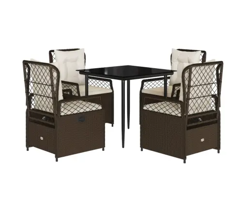 Sodo Komplektas Su Pagalvėlėmis, 5 Dalių, Rudas, Poliratanas