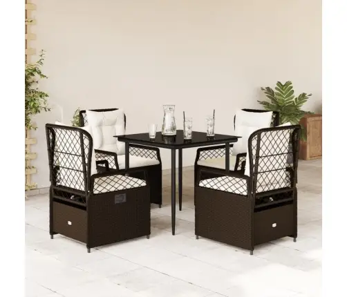 Sodo Komplektas Su Pagalvėlėmis, 5 Dalių, Rudas, Poliratanas